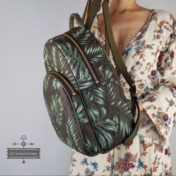 Michael Kors Abbey Medium Brown Backpack Olive - Picture 6 of 8